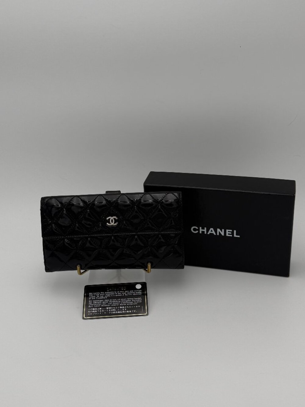 CHANEL CC Brilliant Flap Wallet Quilted Patent Leather